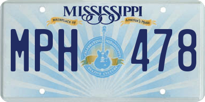 MS license plate MPH478