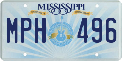 MS license plate MPH496