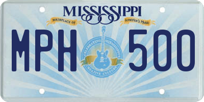 MS license plate MPH500