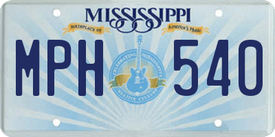 MS license plate MPH540