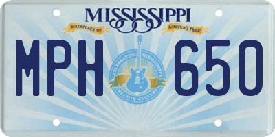 MS license plate MPH650