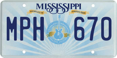 MS license plate MPH670