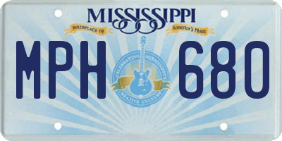 MS license plate MPH680