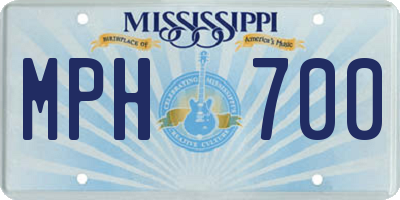MS license plate MPH700