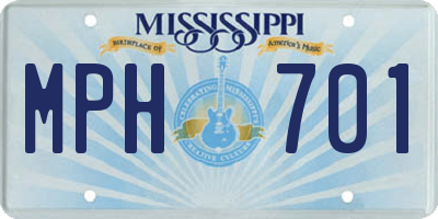 MS license plate MPH701