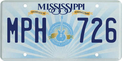 MS license plate MPH726