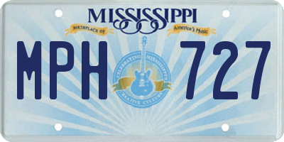 MS license plate MPH727