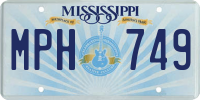 MS license plate MPH749