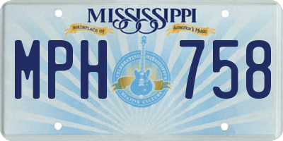 MS license plate MPH758