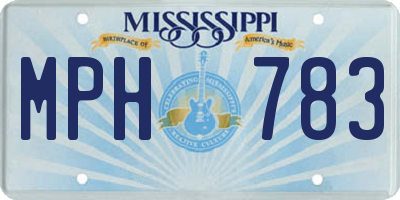 MS license plate MPH783