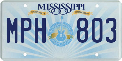 MS license plate MPH803