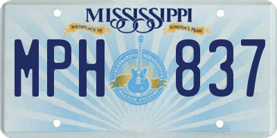 MS license plate MPH837