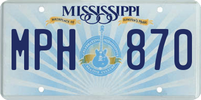 MS license plate MPH870