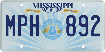 MS license plate MPH892