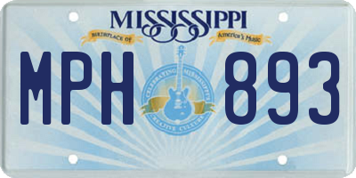 MS license plate MPH893