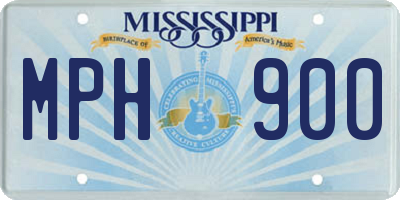 MS license plate MPH900