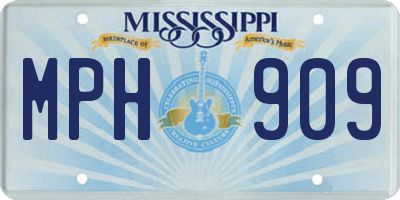 MS license plate MPH909