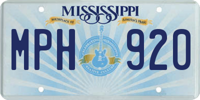 MS license plate MPH920