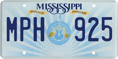 MS license plate MPH925