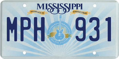 MS license plate MPH931