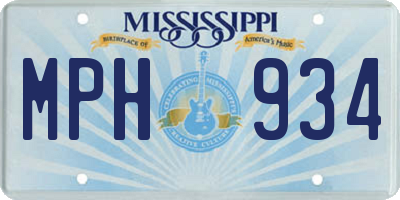 MS license plate MPH934