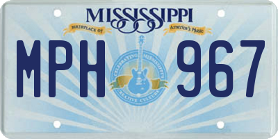 MS license plate MPH967