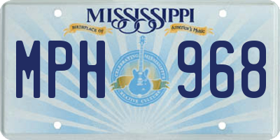 MS license plate MPH968