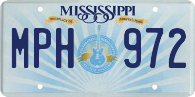 MS license plate MPH972