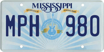 MS license plate MPH980