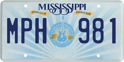 MS license plate MPH981