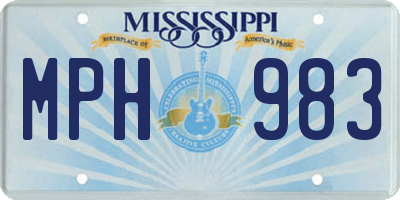 MS license plate MPH983