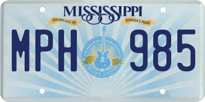 MS license plate MPH985