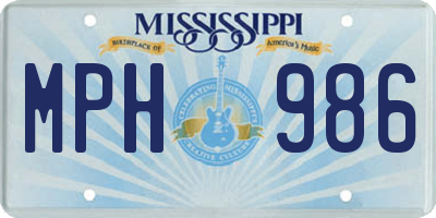 MS license plate MPH986