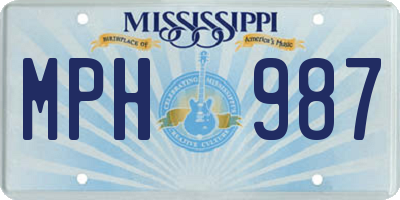 MS license plate MPH987