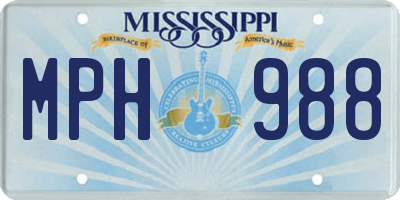 MS license plate MPH988