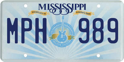 MS license plate MPH989