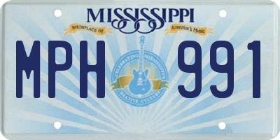 MS license plate MPH991