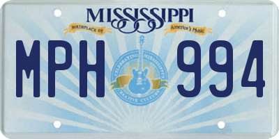 MS license plate MPH994