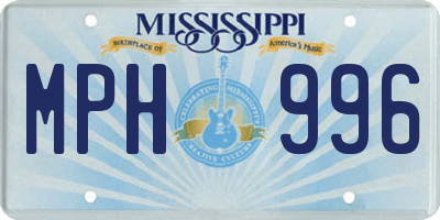 MS license plate MPH996