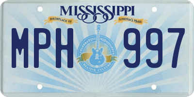 MS license plate MPH997