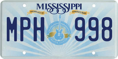 MS license plate MPH998