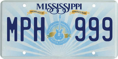 MS license plate MPH999