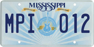 MS license plate MPI012