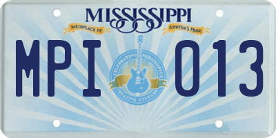 MS license plate MPI013