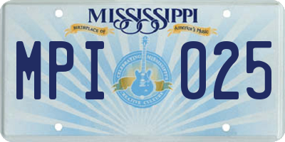 MS license plate MPI025