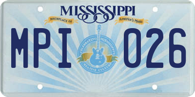MS license plate MPI026