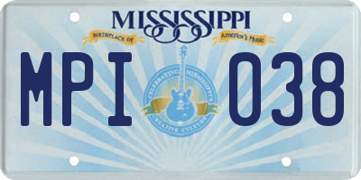 MS license plate MPI038