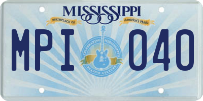 MS license plate MPI040