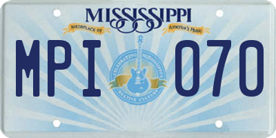 MS license plate MPI070