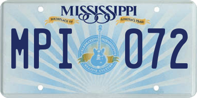 MS license plate MPI072